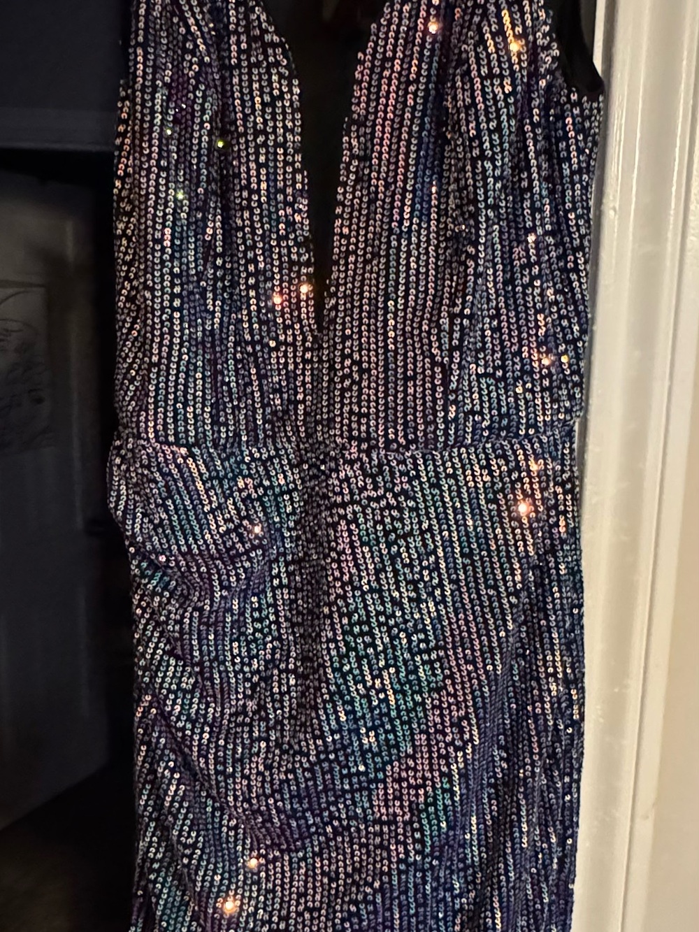 Grace Karin Iridescent Navy Sequin Mini Dress Size Small